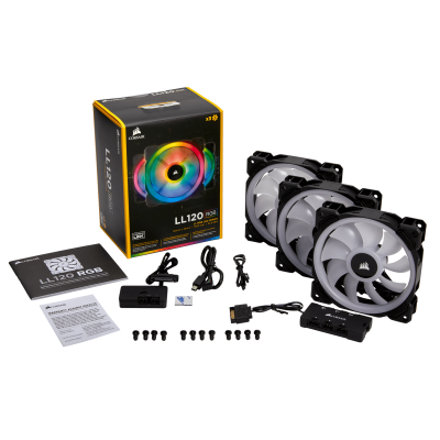 Corsair Lighting Node PRO LL120 Triple pack ventiladores, negro