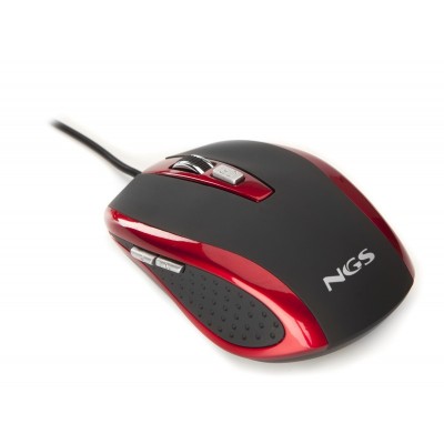 NGS Red tick ratón USB Óptico 800 DPI mano derecha